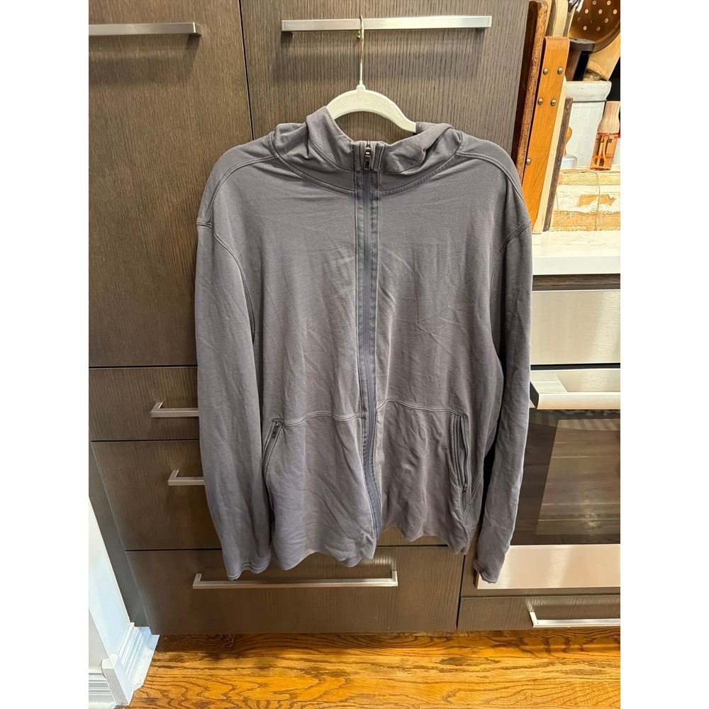 Lululemon Athletica light grey hoodie full zip closure zippered mens xxl